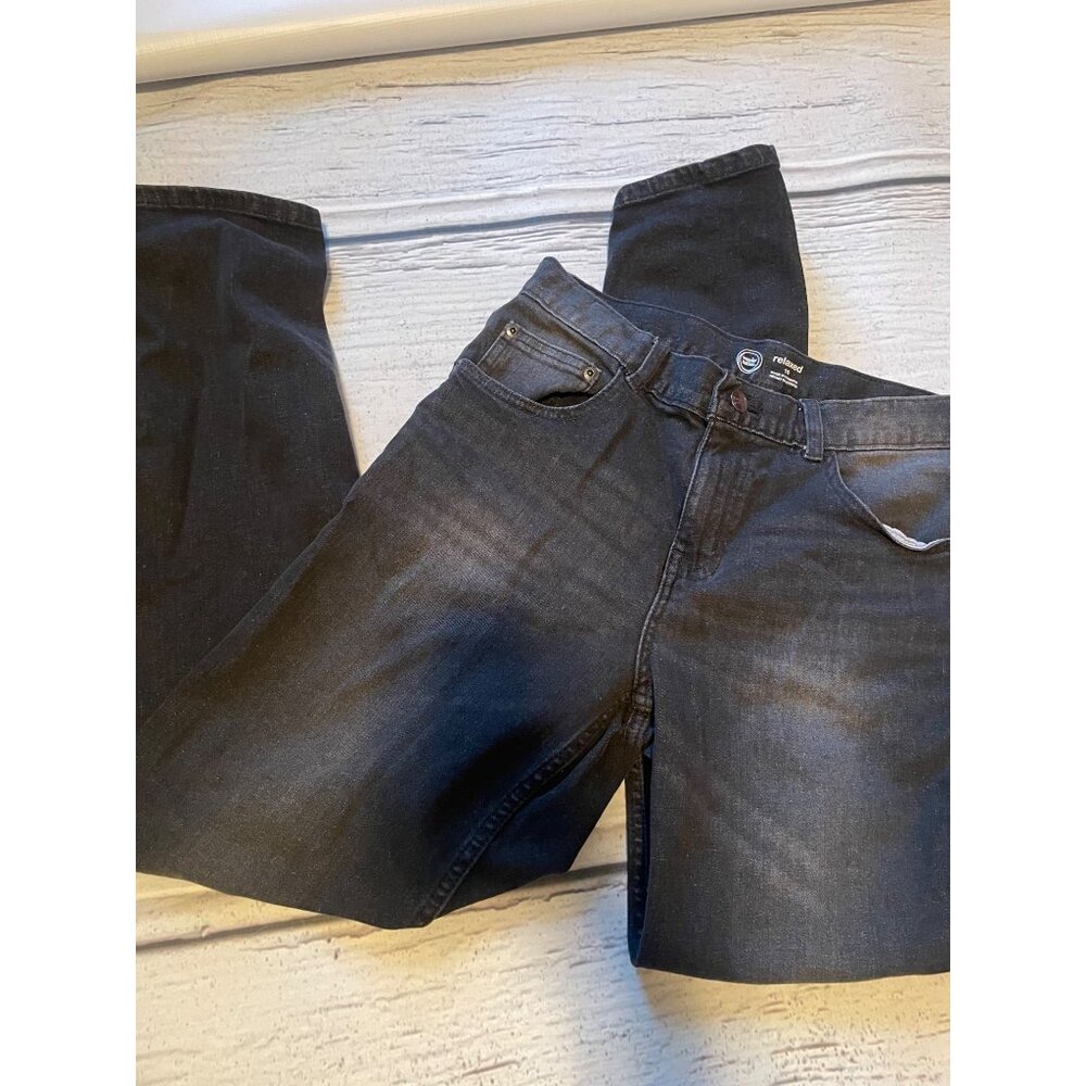 Black straight leg jeans